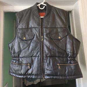 Hudson men's outwear black leather multiple zipper vest